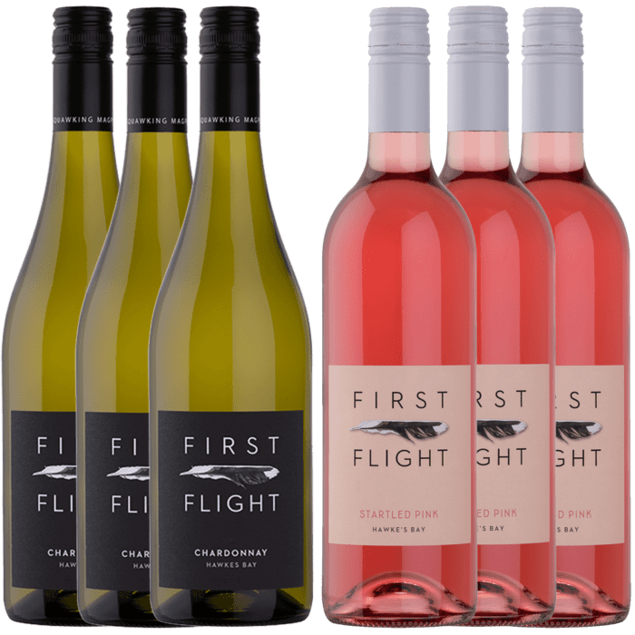 Spring Special: 3 First Flight Chardonnays and 3 First Flight Rosés for $120, including $1 freight, from Hawke's Bay, New Zealand