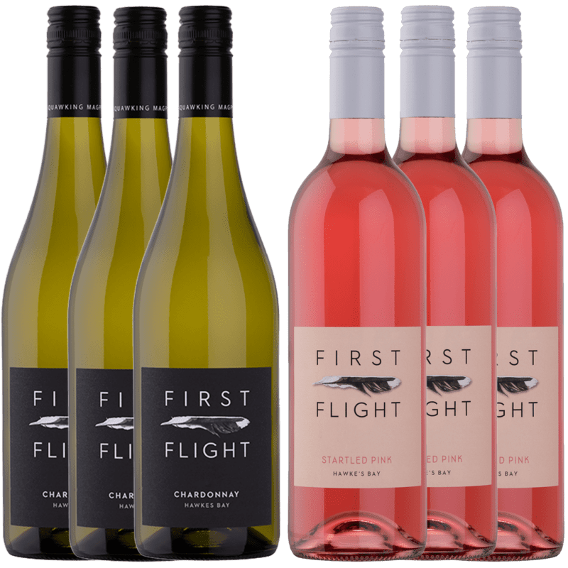 Spring Special: 3 First Flight Chardonnays and 3 First Flight Rosés for $120, including $1 freight, from Hawke's Bay, New Zealand